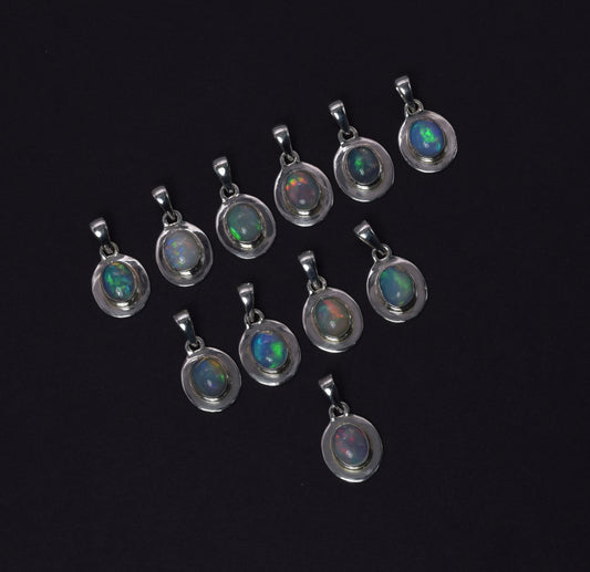 Wholesale 11PC 925 Solid Sterling Silver Ethiopian Opal Pendant Lot