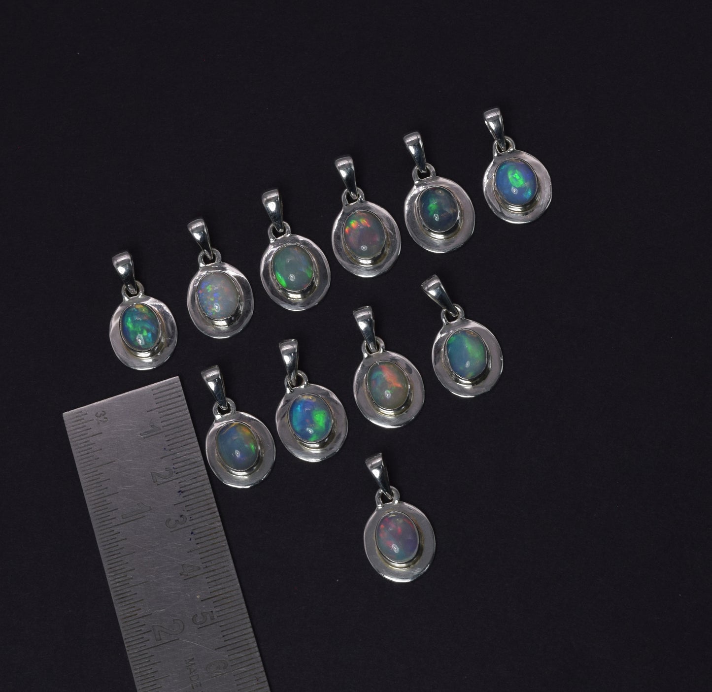 Wholesale 11PC 925 Solid Sterling Silver Ethiopian Opal Pendant Lot