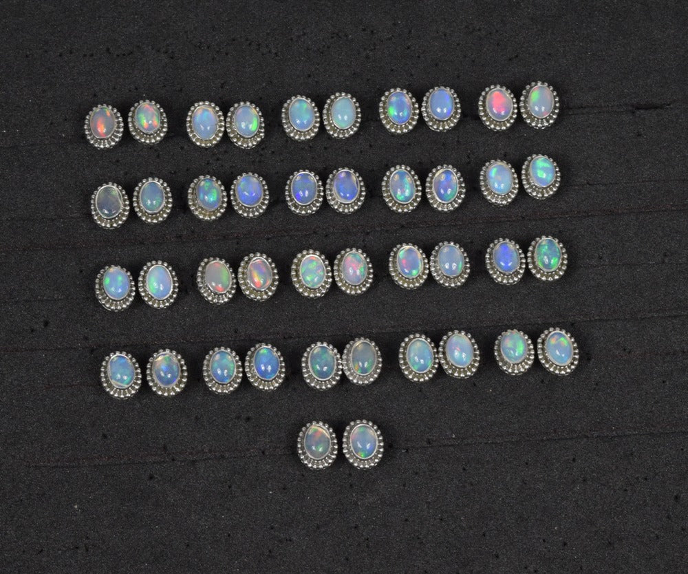 Wholesale 21PR 925 Solid Sterling Silver Ethiopian Opal Stud Earring Lot