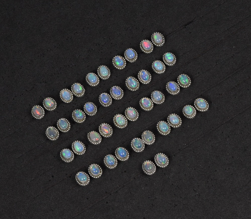 Wholesale 21PR 925 Solid Sterling Silver Ethiopian Opal Stud Earring Lot