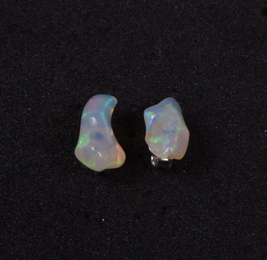 925 Solid Sterling Silver Rough Ethiopian Opal Stud Earring