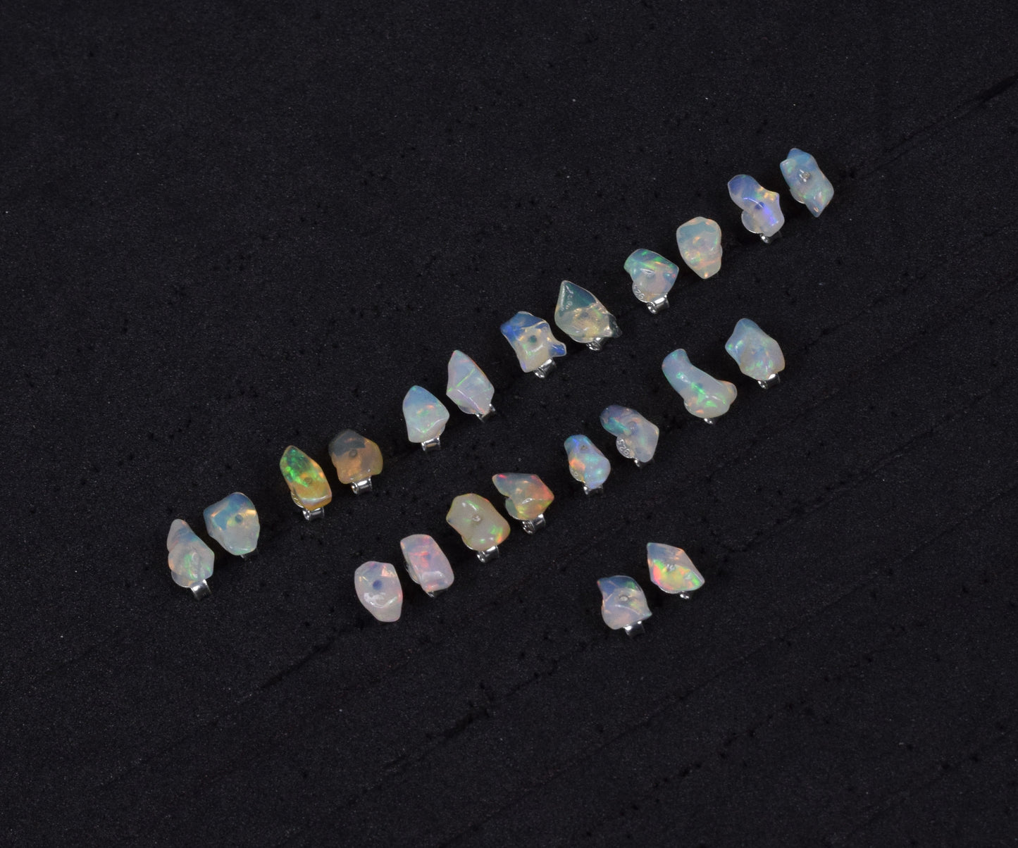 Wholesale 11PR 925 Solid Sterling Silver Rough Ethiopian Opal Stud Lot