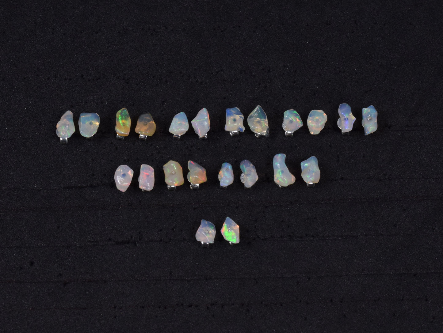 Wholesale 11PR 925 Solid Sterling Silver Rough Ethiopian Opal Stud Lot