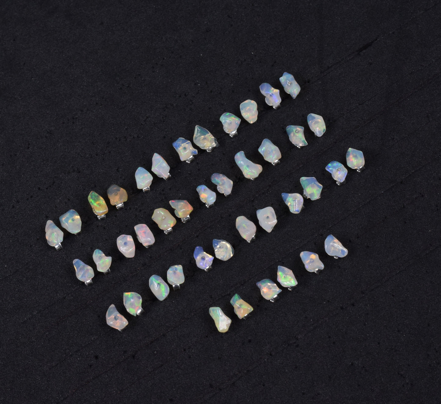 Wholesale 21PR 925 Solid Sterling Silver Rough Ethiopian Opal Stud Lot