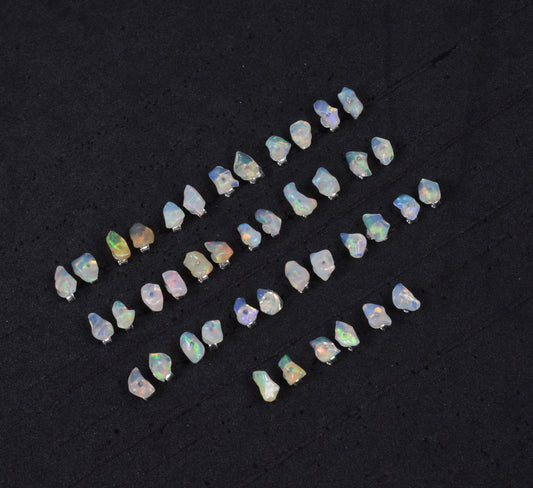 Wholesale 21PR 925 Solid Sterling Silver Rough Ethiopian Opal Stud Lot