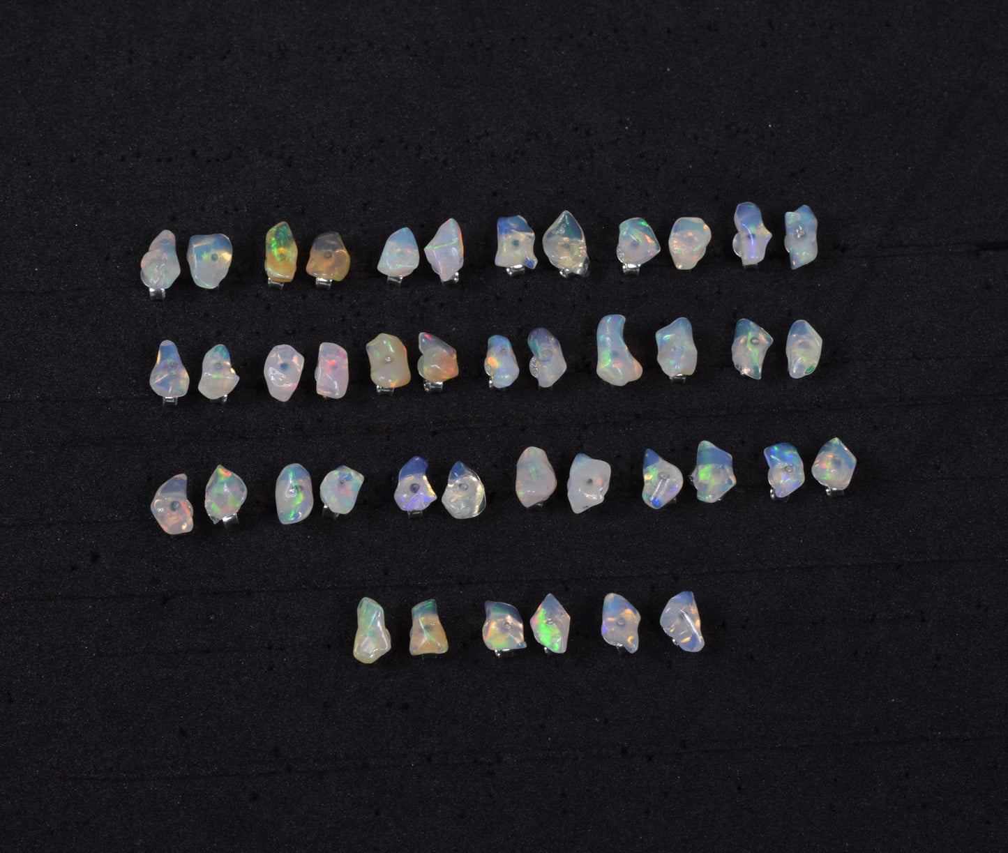 Wholesale 21PR 925 Solid Sterling Silver Rough Ethiopian Opal Stud Lot
