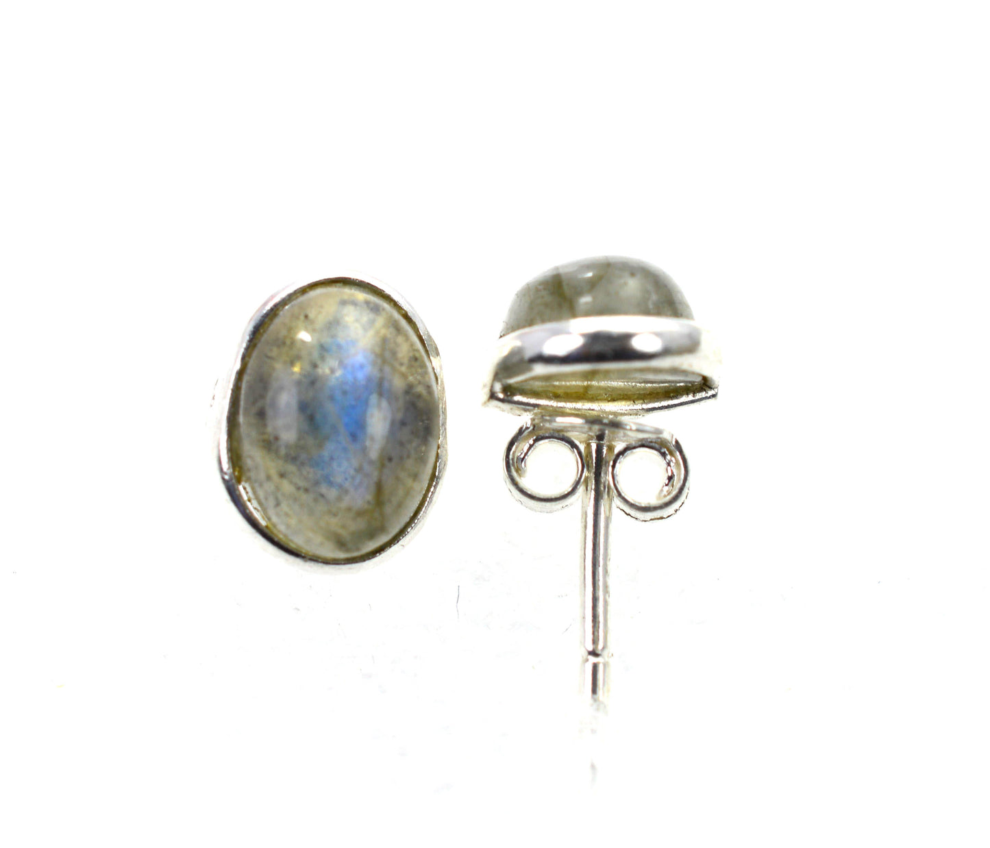 925 SOLID STERLING SILVER LABRADORITE STUD EARRING