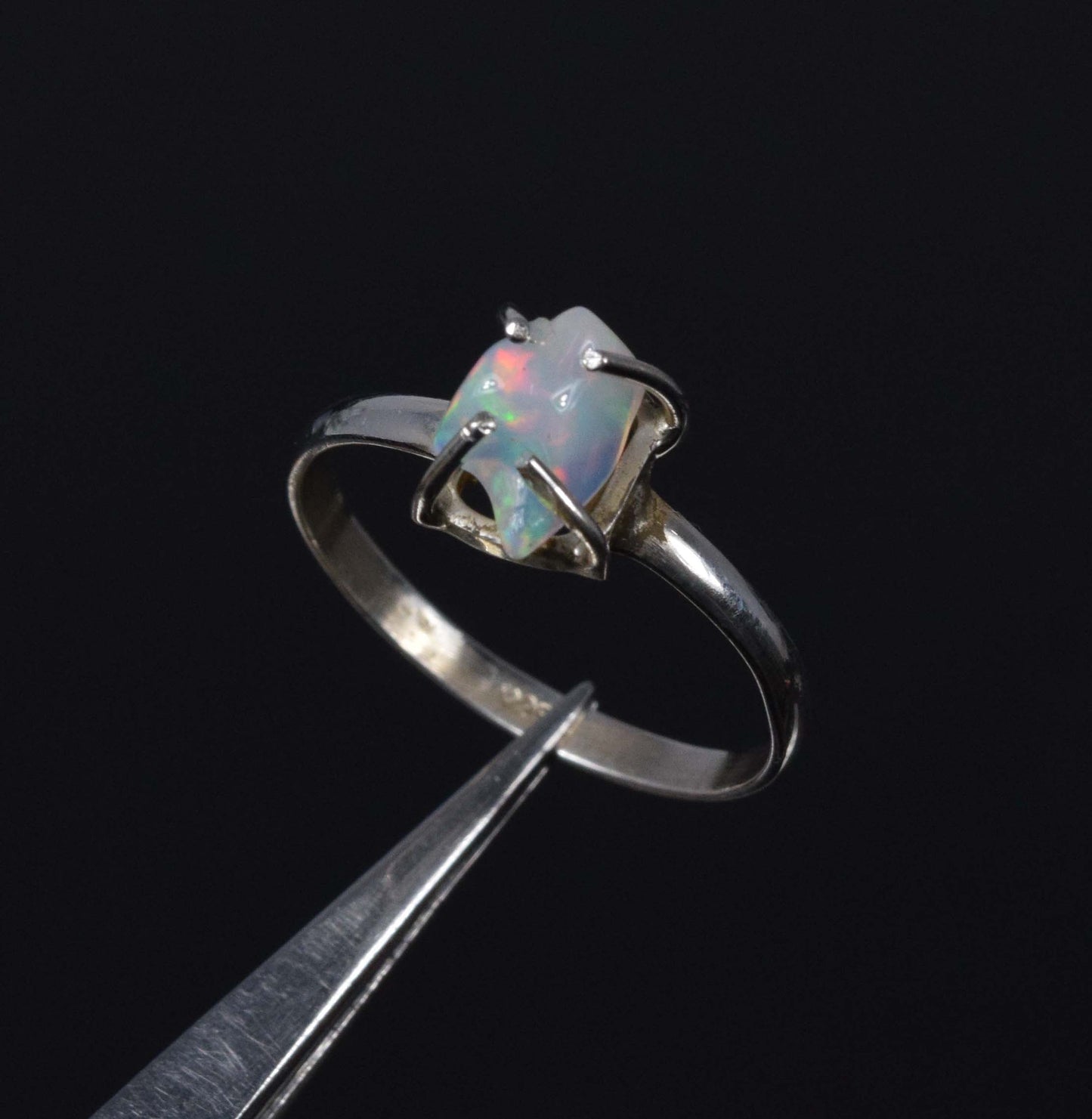 Wholesale 5PC 925 Solid Sterling Silver Rough Ethiopian Opal Ring Lot