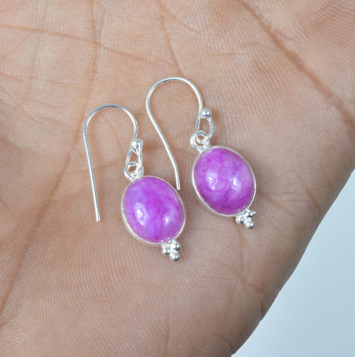 Wholesale 5PR 925 Sterling Silver Pink Rainbow Moonstone Hook Earring Lot