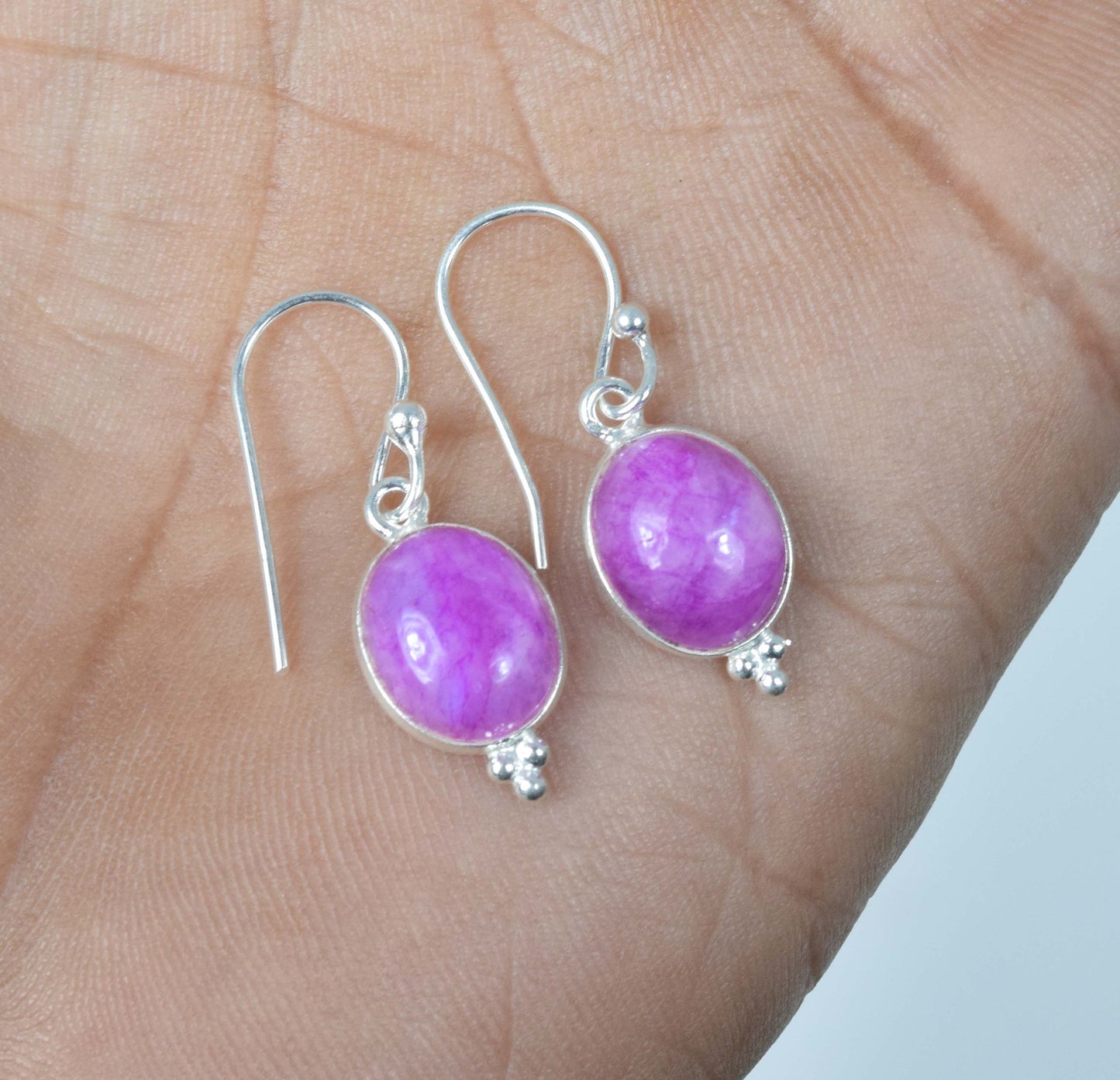Wholesale 11PR 925 Sterling Silver Pink Rainbow Moonstone Hook Earring Lot