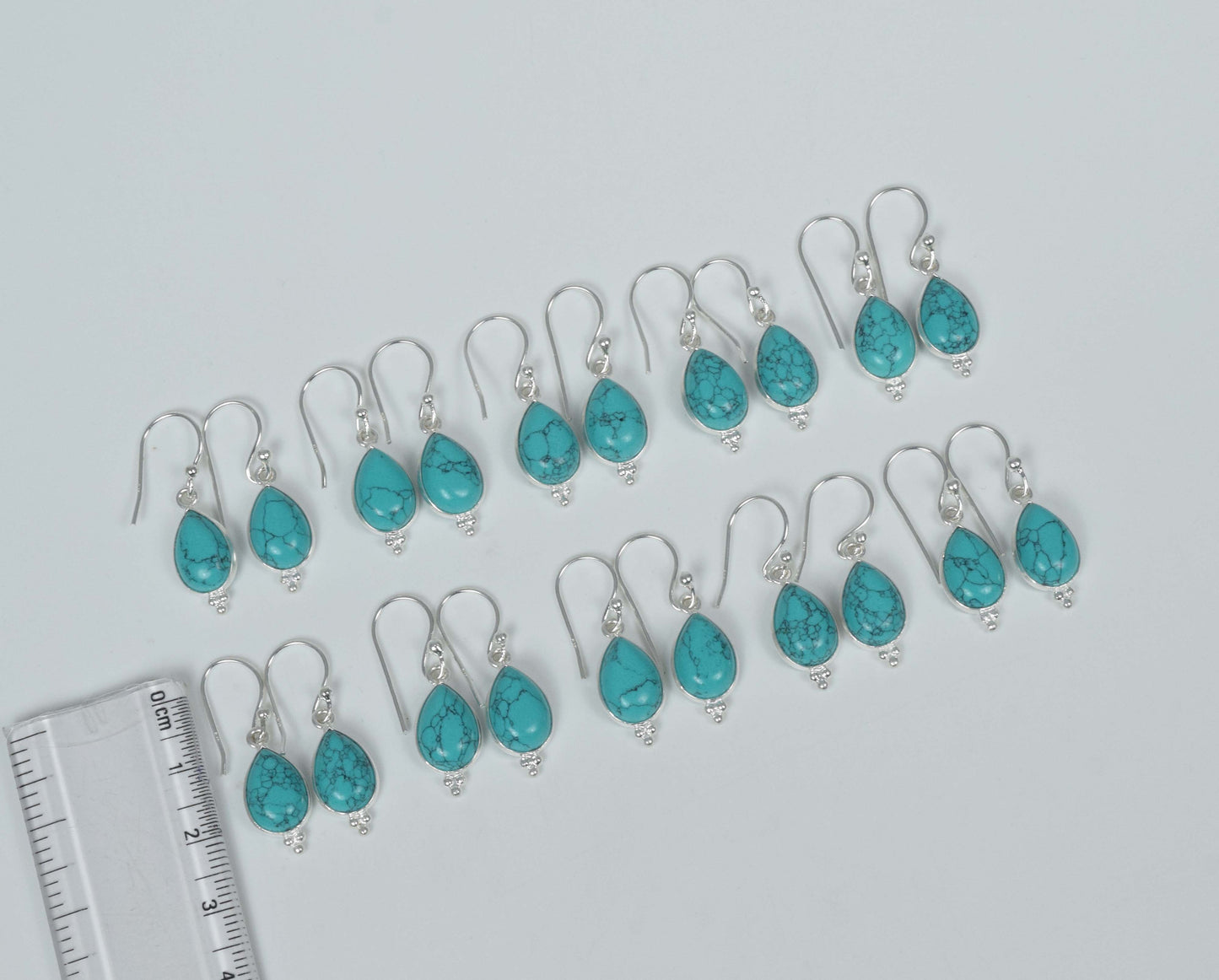Wholesale 10PR 925 Solid Sterling Silver Blue Turquoise Hook Earring Lot
