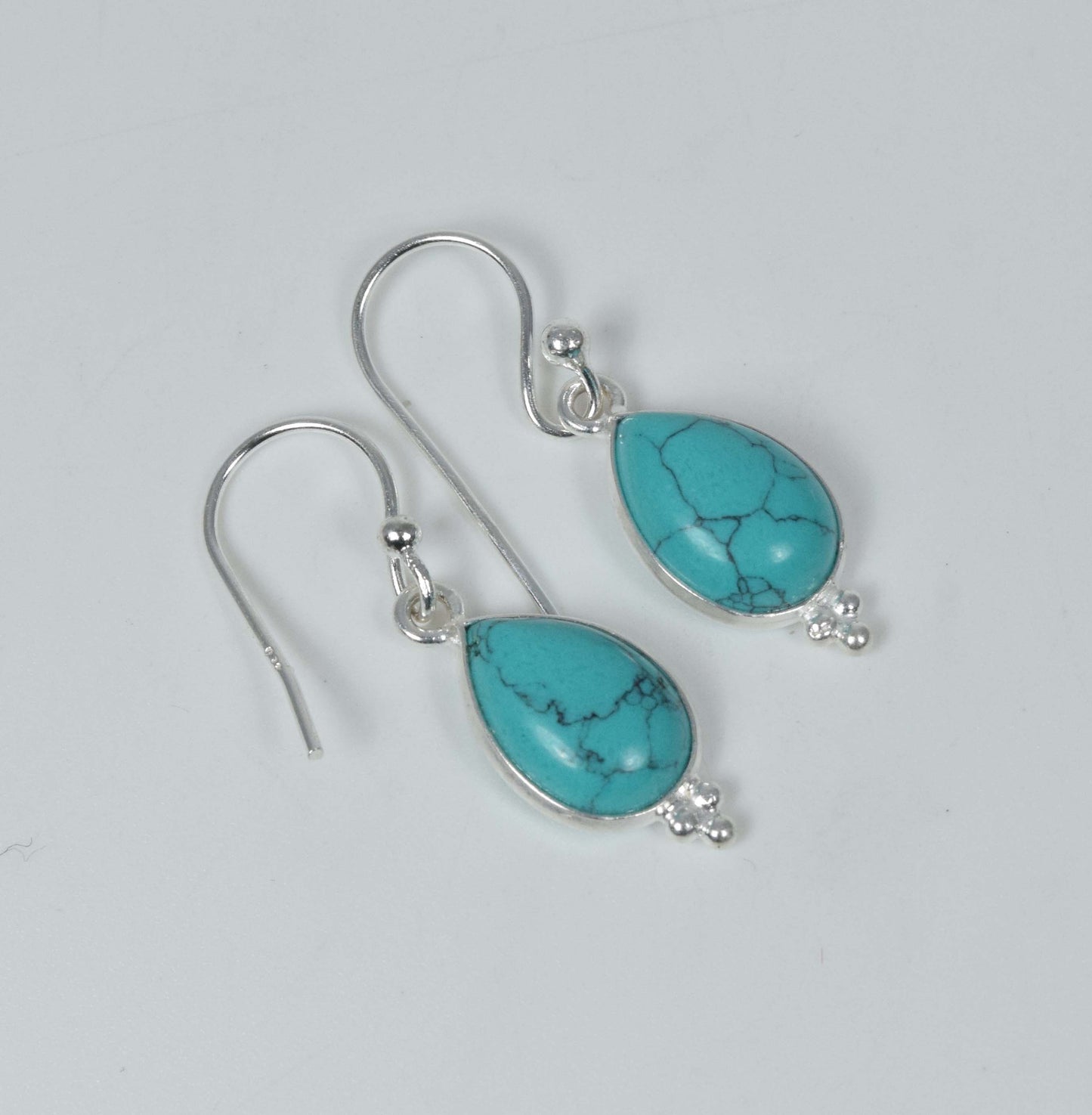Wholesale 10PR 925 Solid Sterling Silver Blue Turquoise Hook Earring Lot