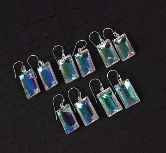 Wholesale 5PR 925 Sterling Silver Mercury Mystic Quartz Hook Earring Lot