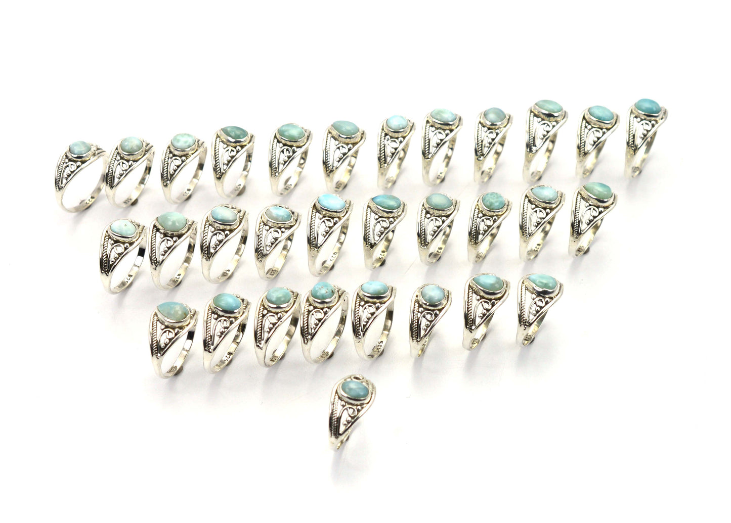 WHOLESALE 31PC 925 SOLID STERLING SILVER BLUE LARIMAR RING LOT