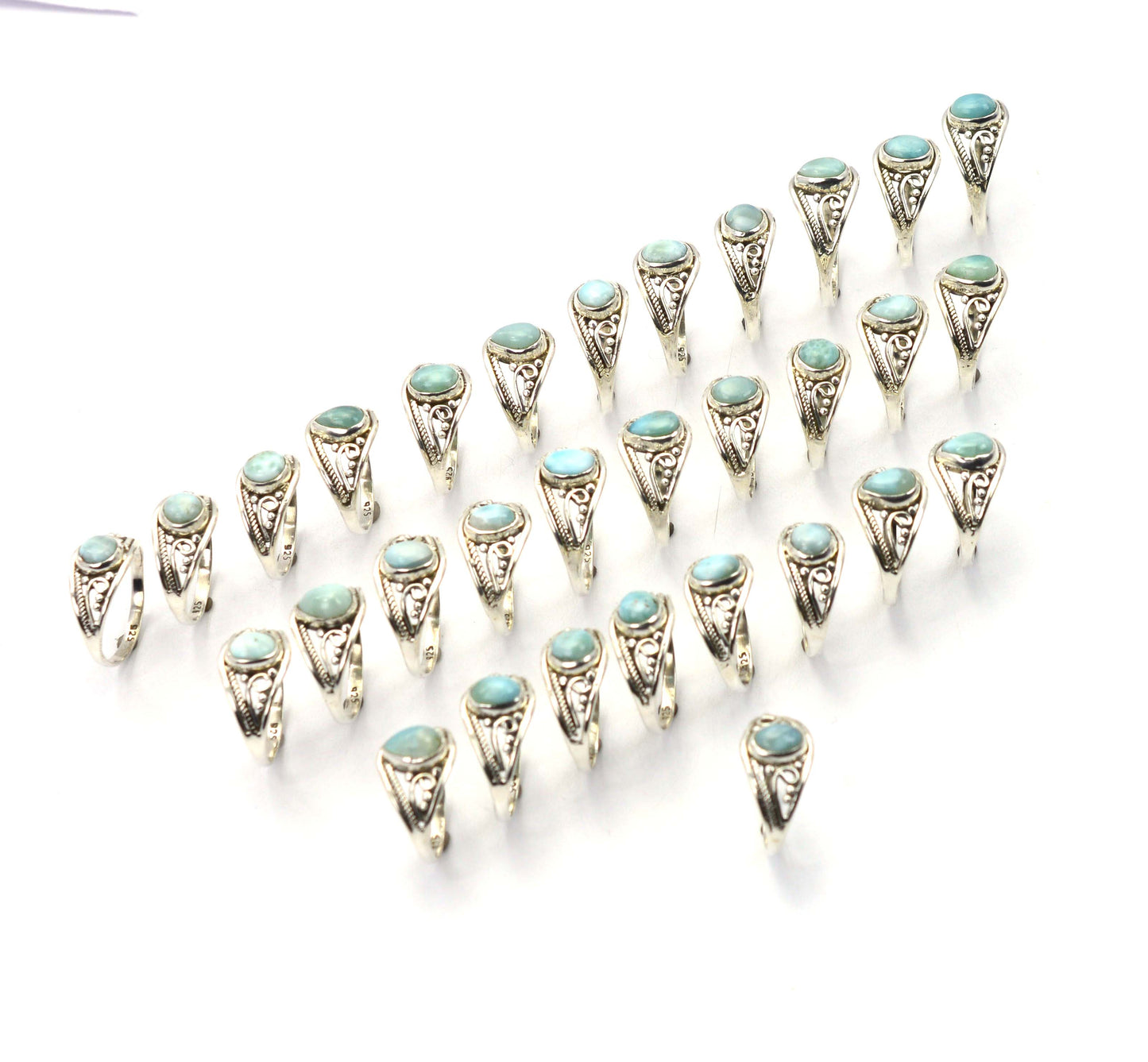WHOLESALE 31PC 925 SOLID STERLING SILVER BLUE LARIMAR RING LOT