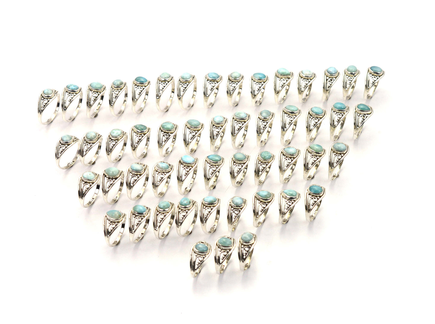 WHOLESALE 51PC 925 SOLID STERLING SILVER BLUE LARIMAR RING LOT