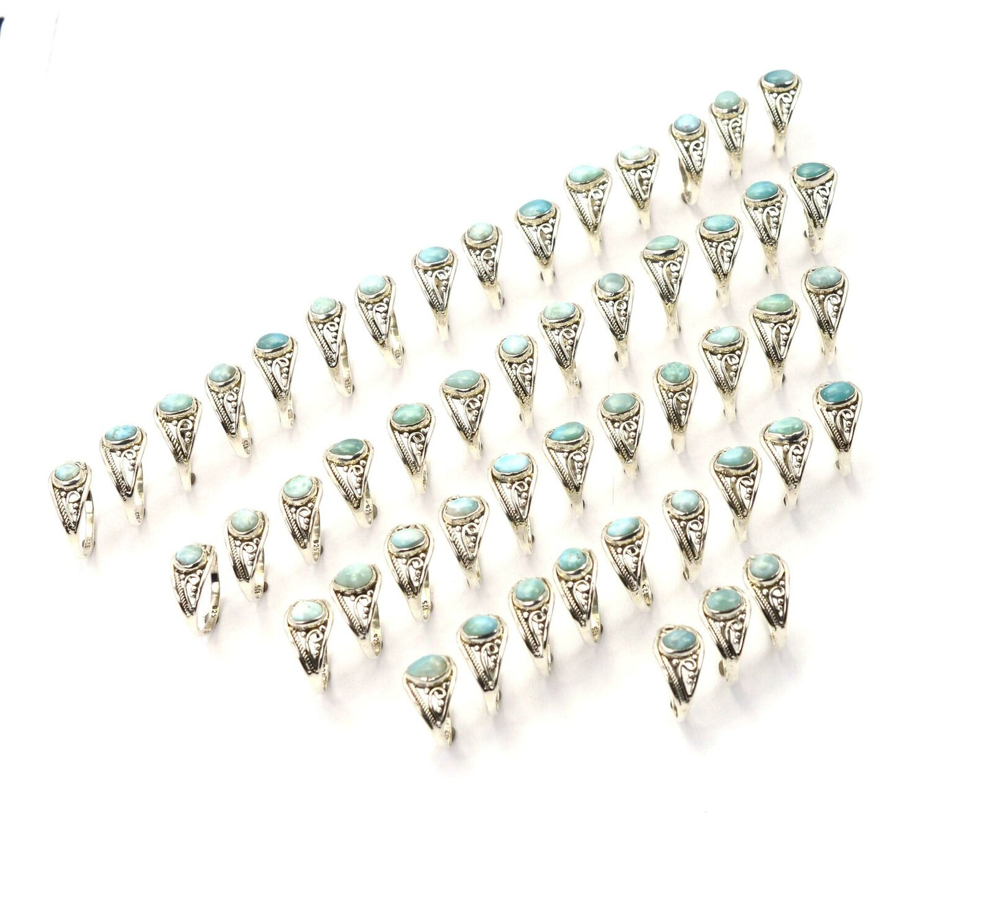 WHOLESALE 51PC 925 SOLID STERLING SILVER BLUE LARIMAR RING LOT