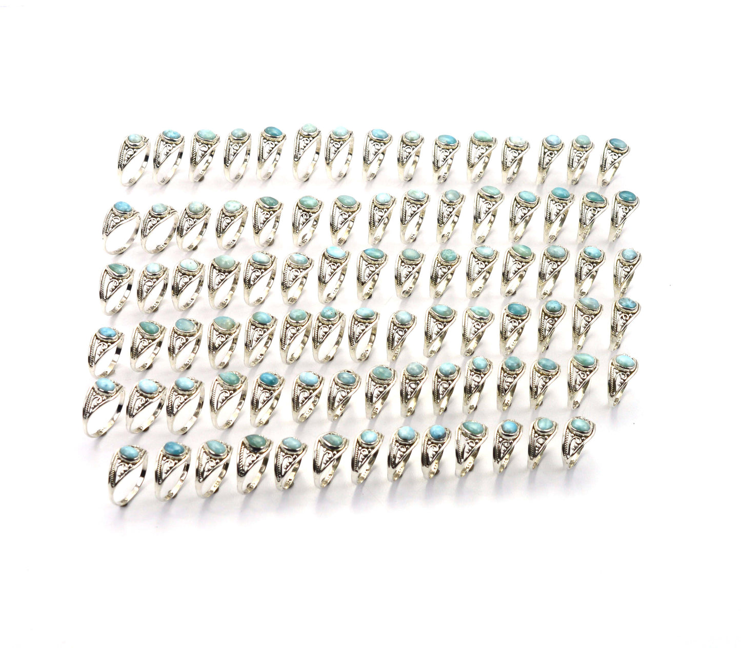WHOLESALE 88PC 925 SOLID STERLING SILVER BLUE LARIMAR RING LOT