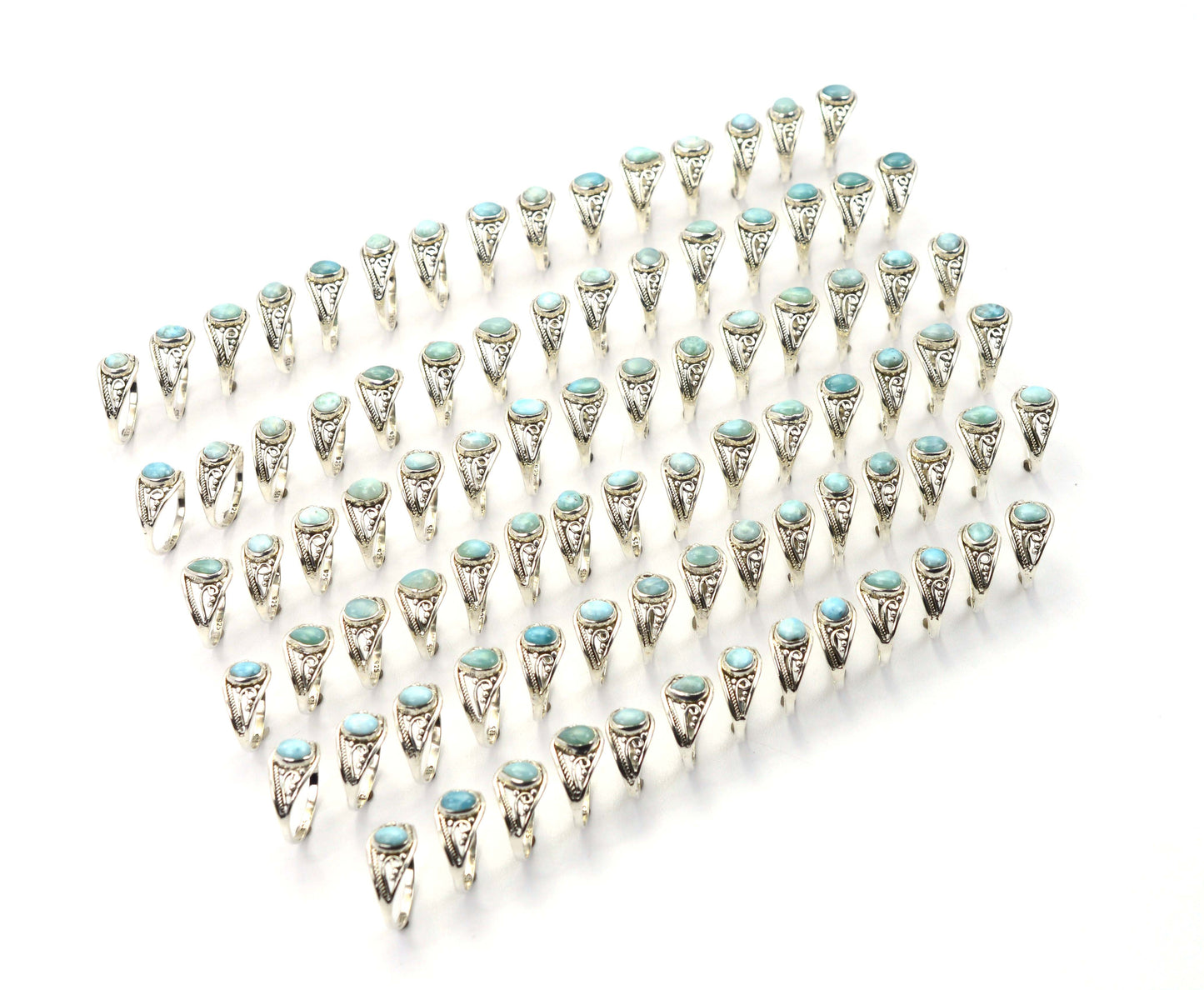 WHOLESALE 88PC 925 SOLID STERLING SILVER BLUE LARIMAR RING LOT