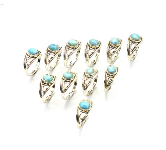 WHOLESALE 11PC 925 SOLID STERLING SILVER BLUE LARIMAR RING LOT