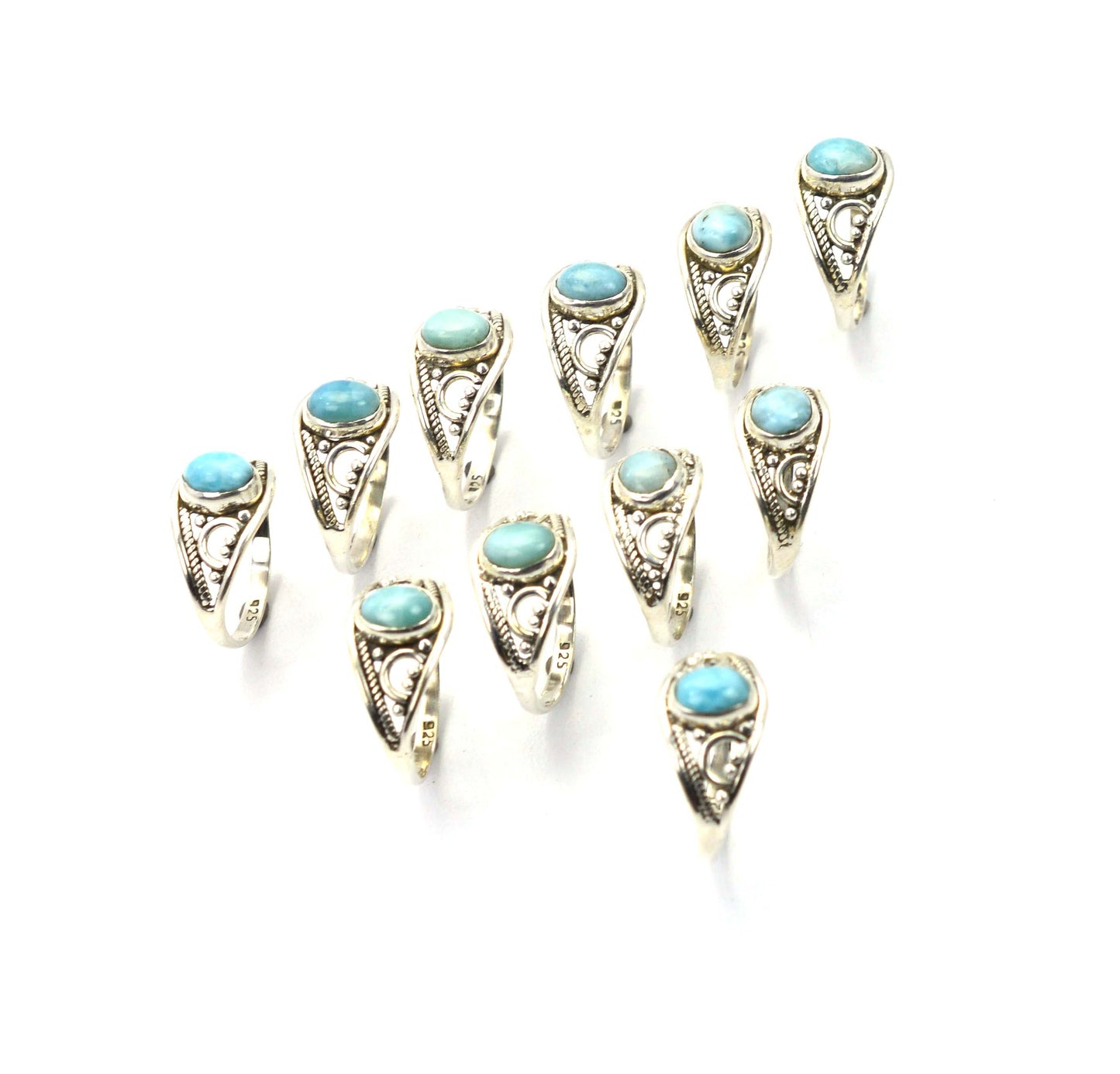 WHOLESALE 11PC 925 SOLID STERLING SILVER BLUE LARIMAR RING LOT