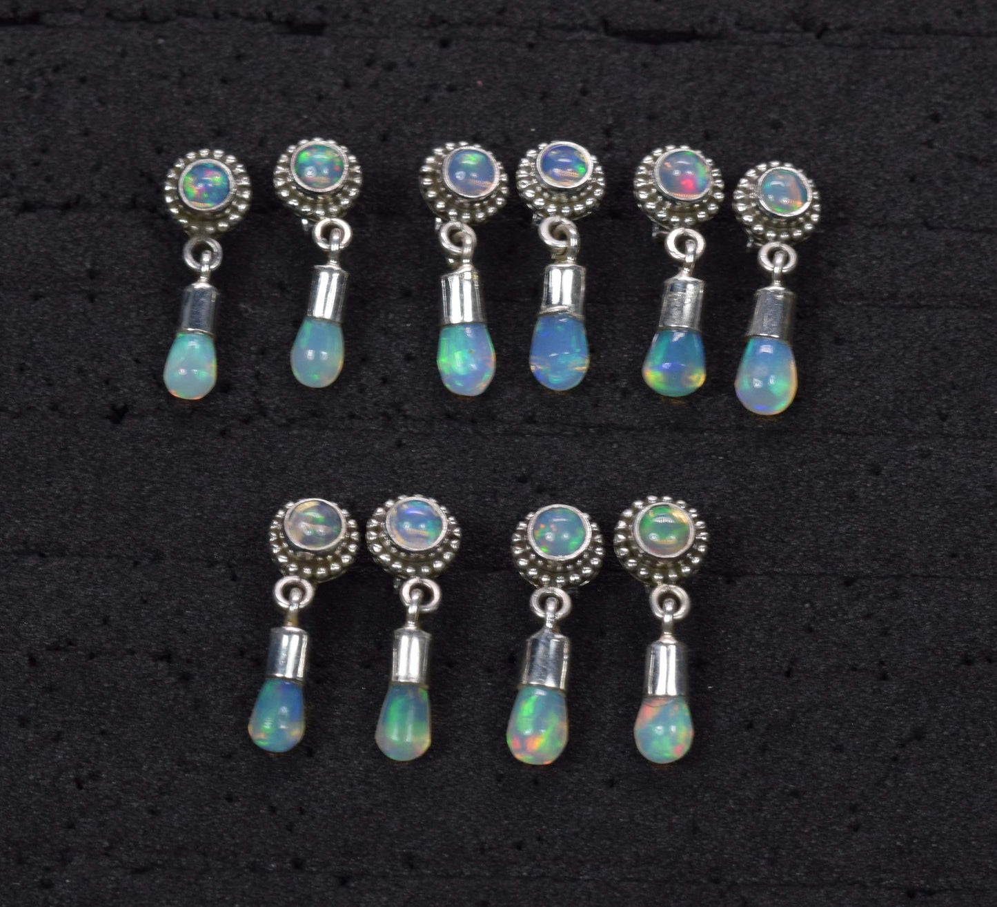 Wholesale 5PR 925 Solid Sterling Silver Ethiopian Opal Stud Earring