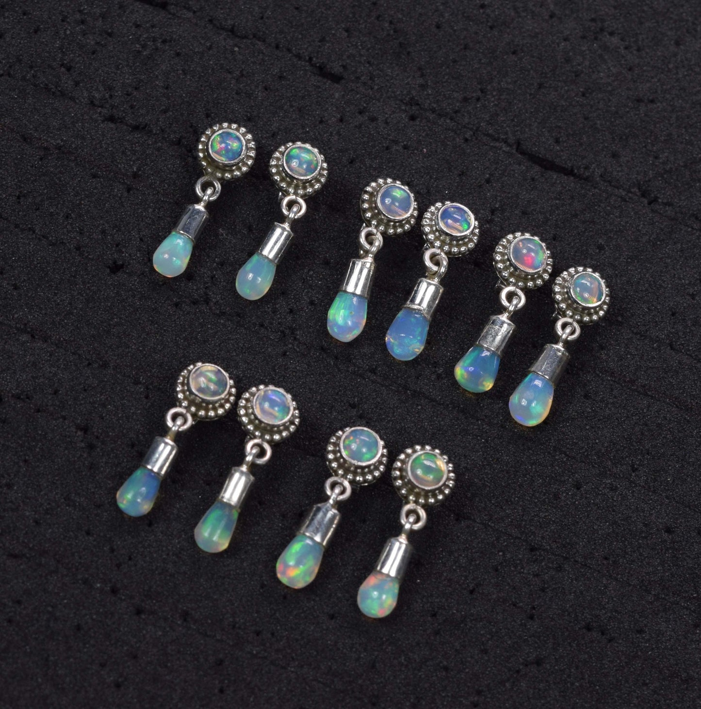 Wholesale 5PR 925 Solid Sterling Silver Ethiopian Opal Stud Earring
