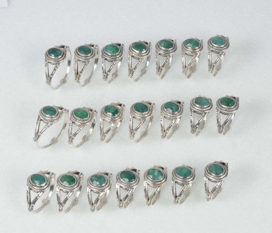 Wholesale 21PC 925 Solid Sterling Silver Simulated Emerald Ring Lot