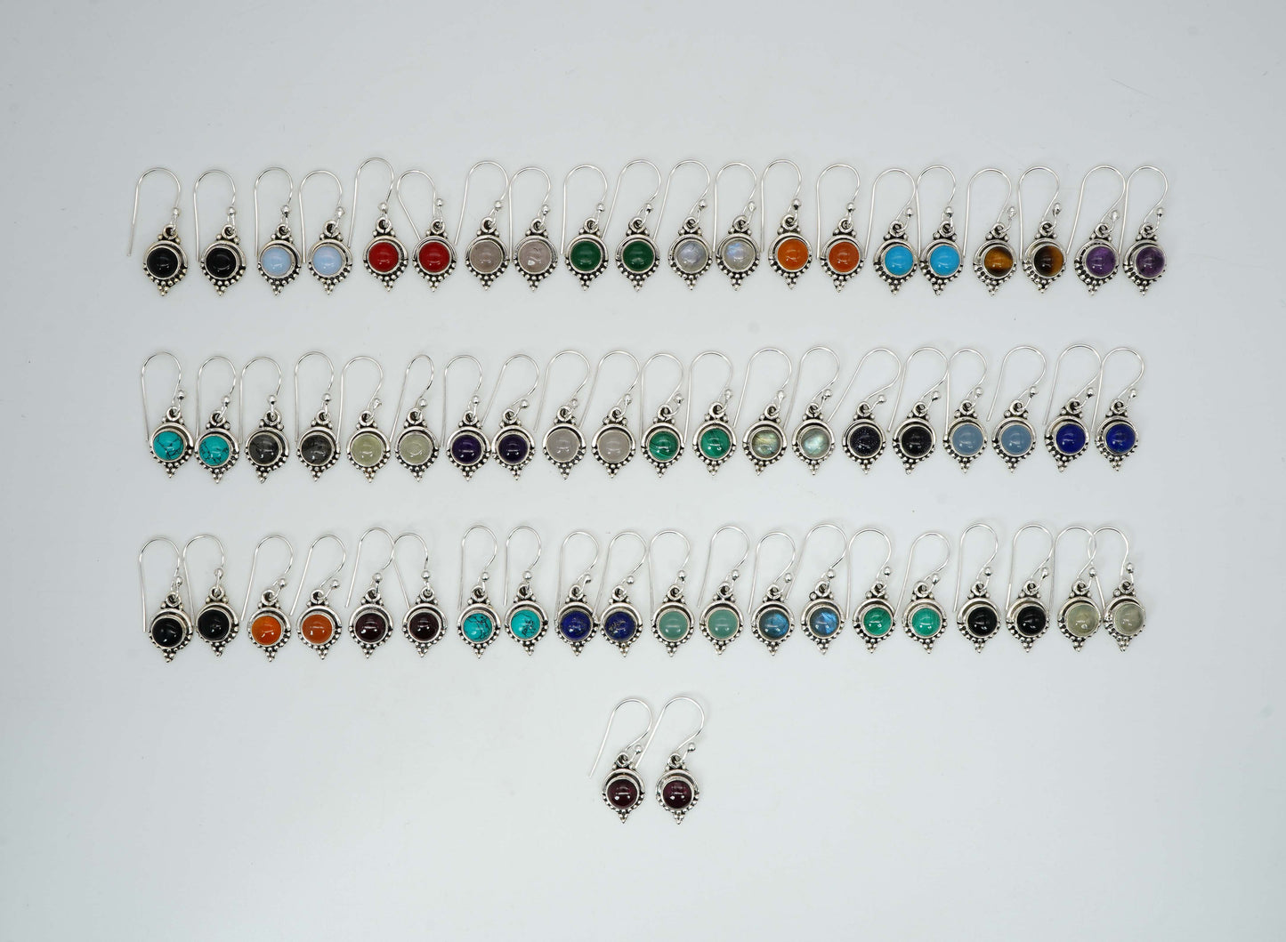 Wholesale 925 21PR Solid Sterling Silver Amethyst Mixstone Hook Earring Lot