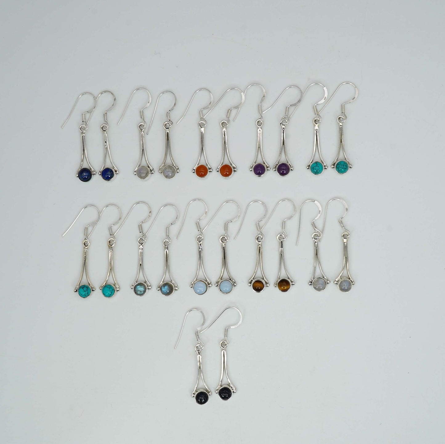 Wholesale 925 11PR Solid Sterling Silver Amethyst Mixstone Hook Earring Lot