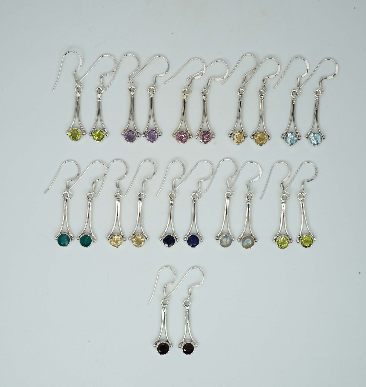 Wholesale 925 11PR Solid Sterling Silver Cut Citrine Mix Hook Earring Lot