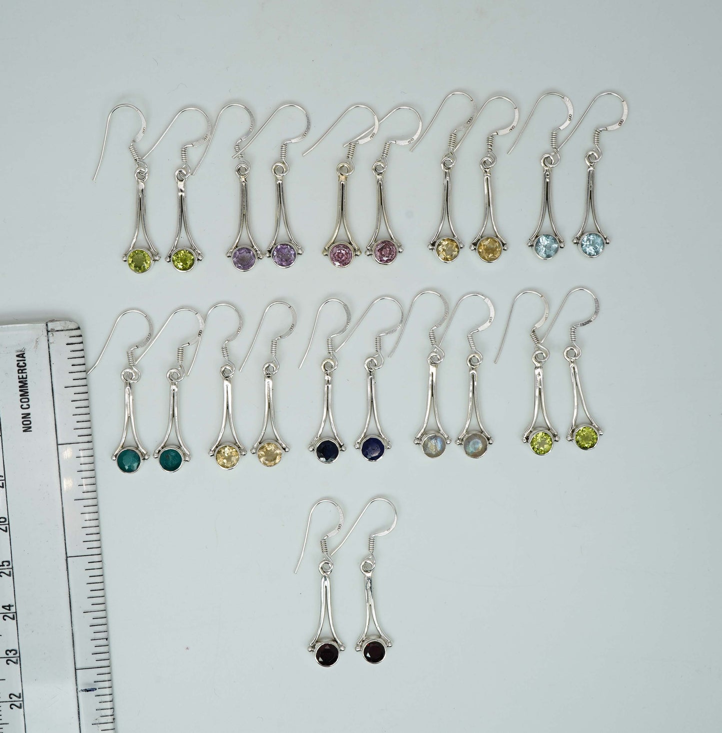 Wholesale 925 11PR Solid Sterling Silver Cut Citrine Mix Hook Earring Lot