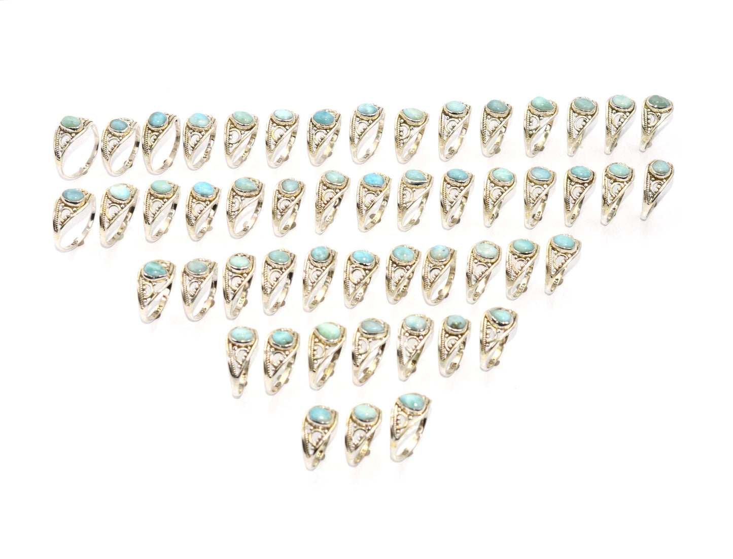 WHOLESALE 51PC 925 SOLID STERLING SILVER BLUE LARIMAR RING LOT