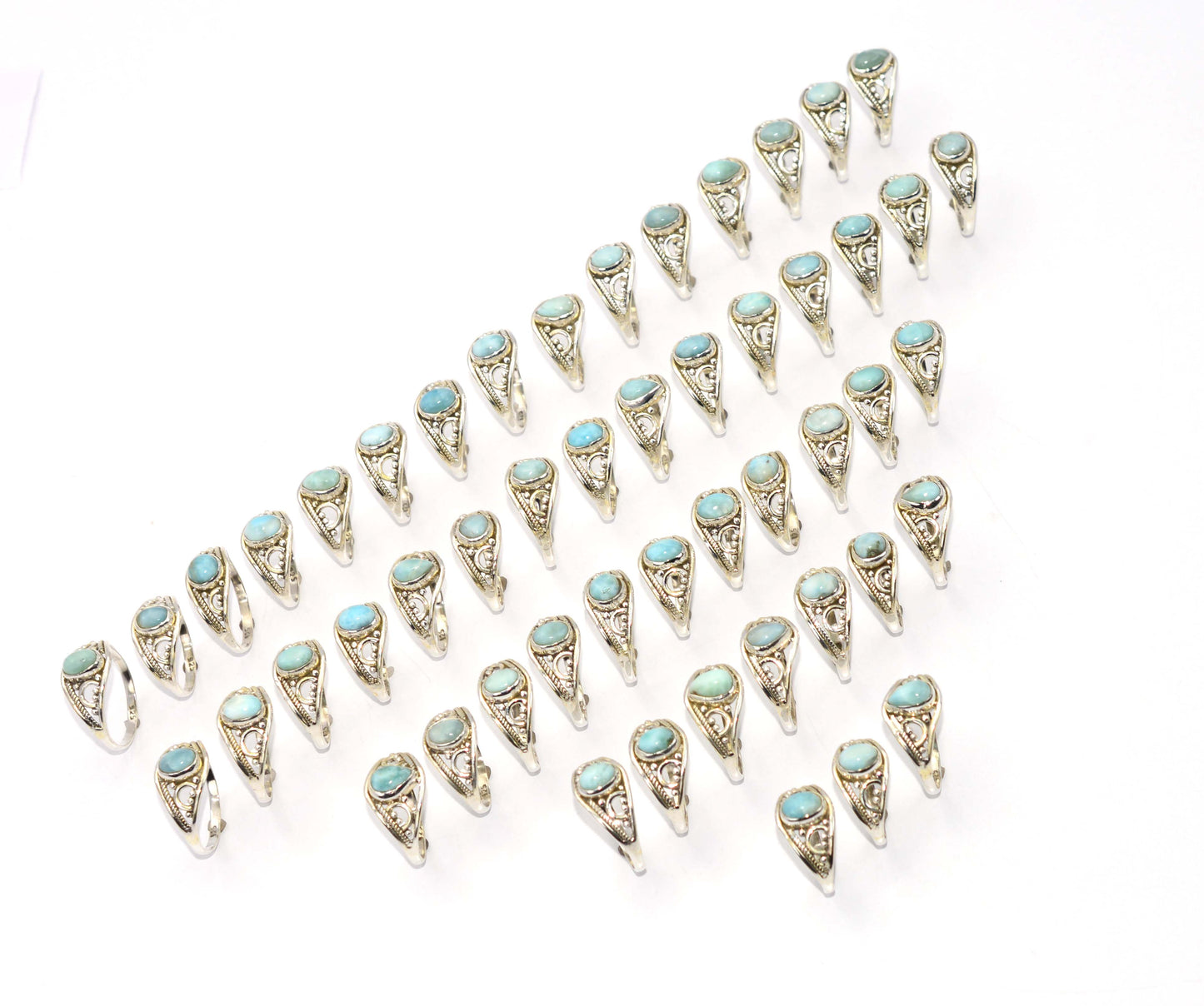 WHOLESALE 51PC 925 SOLID STERLING SILVER BLUE LARIMAR RING LOT