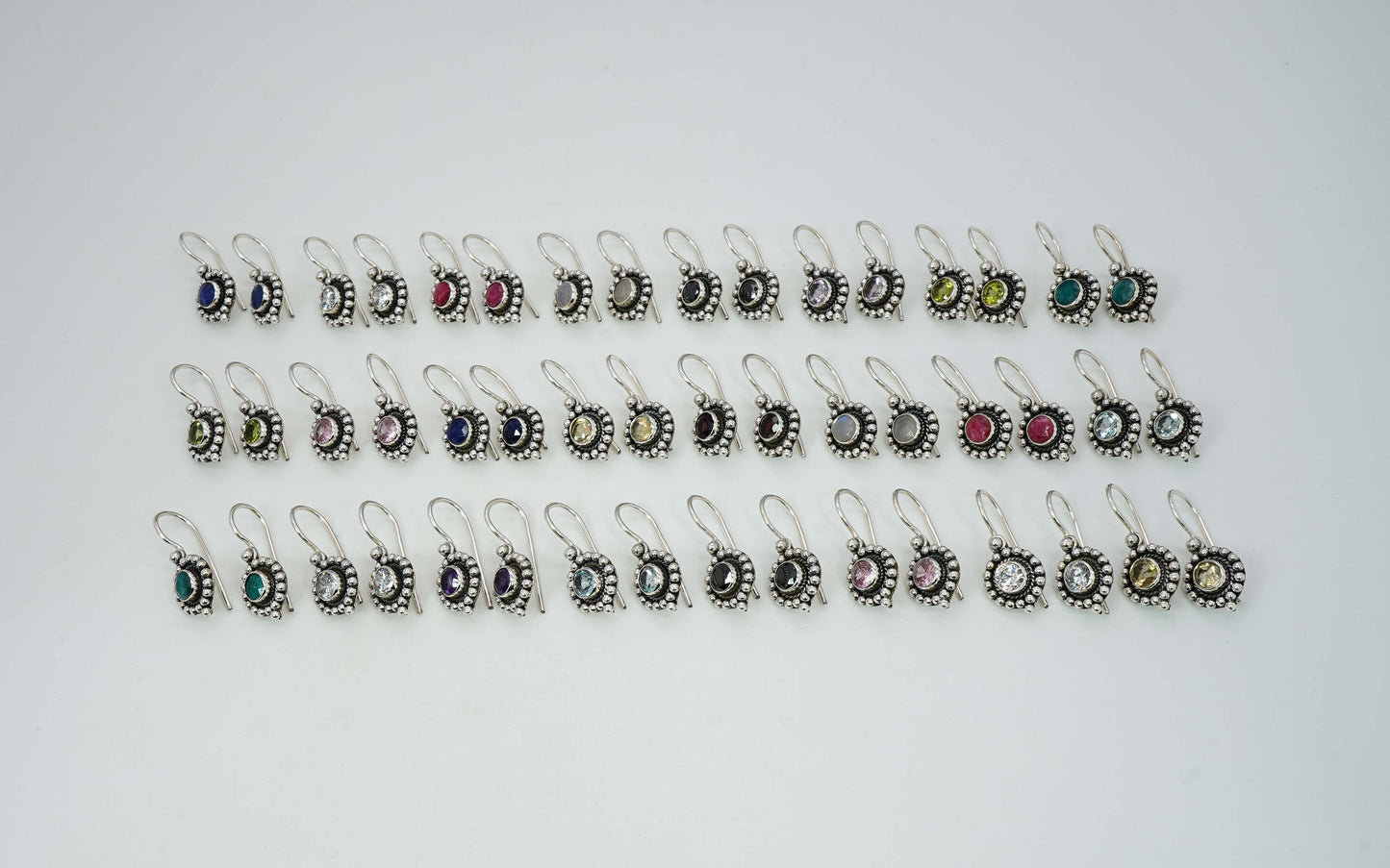 Wholesale 925 24PR Solid Sterling Silver Cut White Topaz Mix Wire Earring Lot