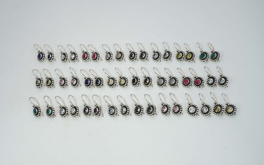 Wholesale 925 24PR Solid Sterling Silver Cut White Topaz Mix Wire Earring Lot