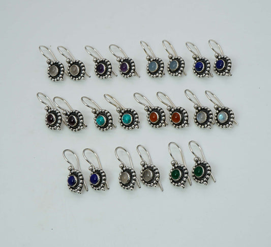 Wholesale 925 11PR Solid Sterling Silver Garnet Mix Wire Earring Lot