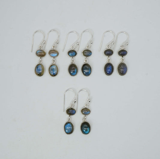 Wholesale 925 4PR Solid Sterling Silver Labradorite Hook Earring Lot