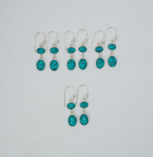 Wholesale 925 4PR Solid Sterling Silver Turquoise Hook Earring Lot