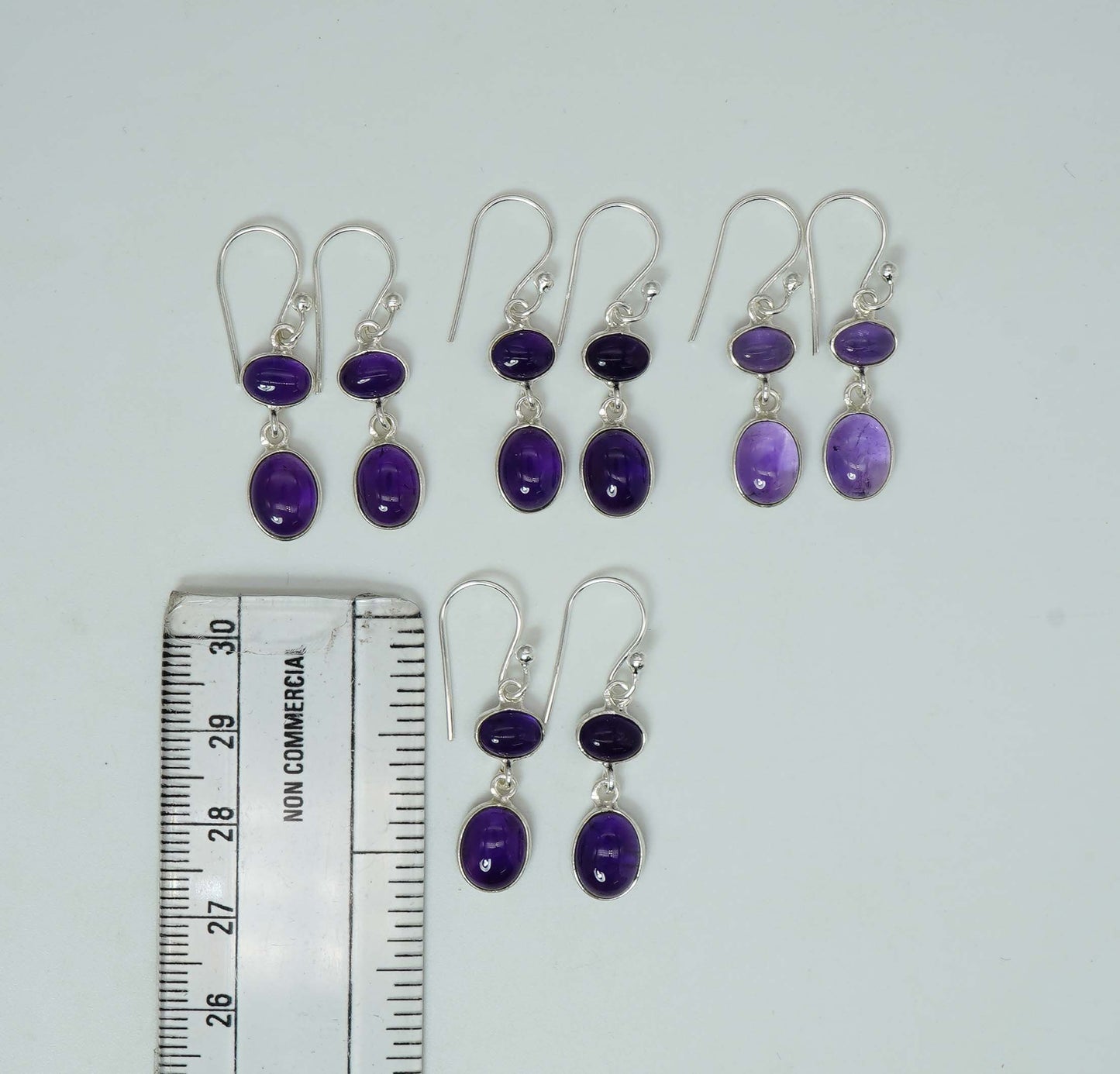 Wholesale 925 4PR Solid Sterling Silver Purple Amethyst Hook Earring Lot