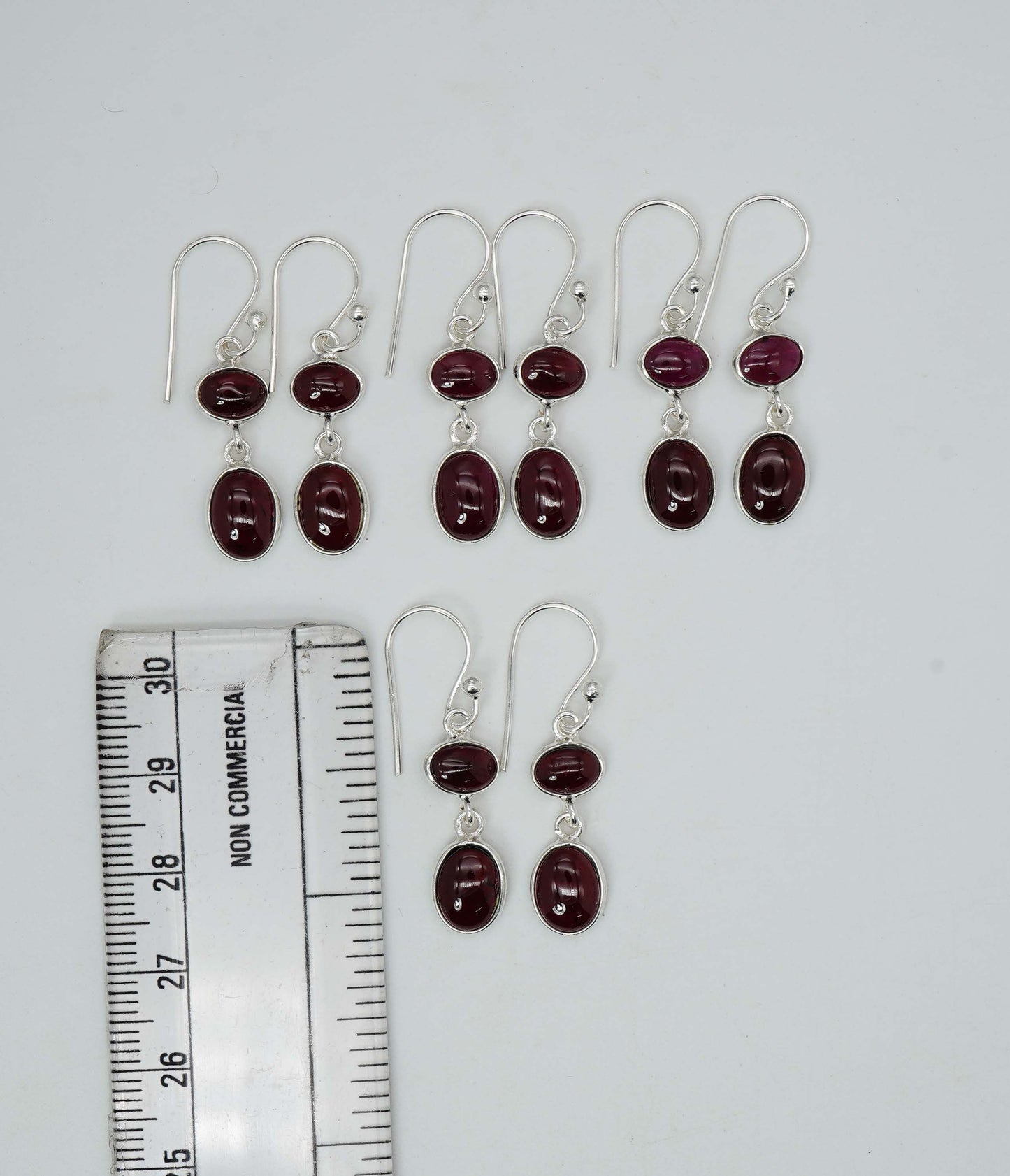Wholesale 925 4PR Solid Sterling Silver Red Garnet Hook Earring Lot