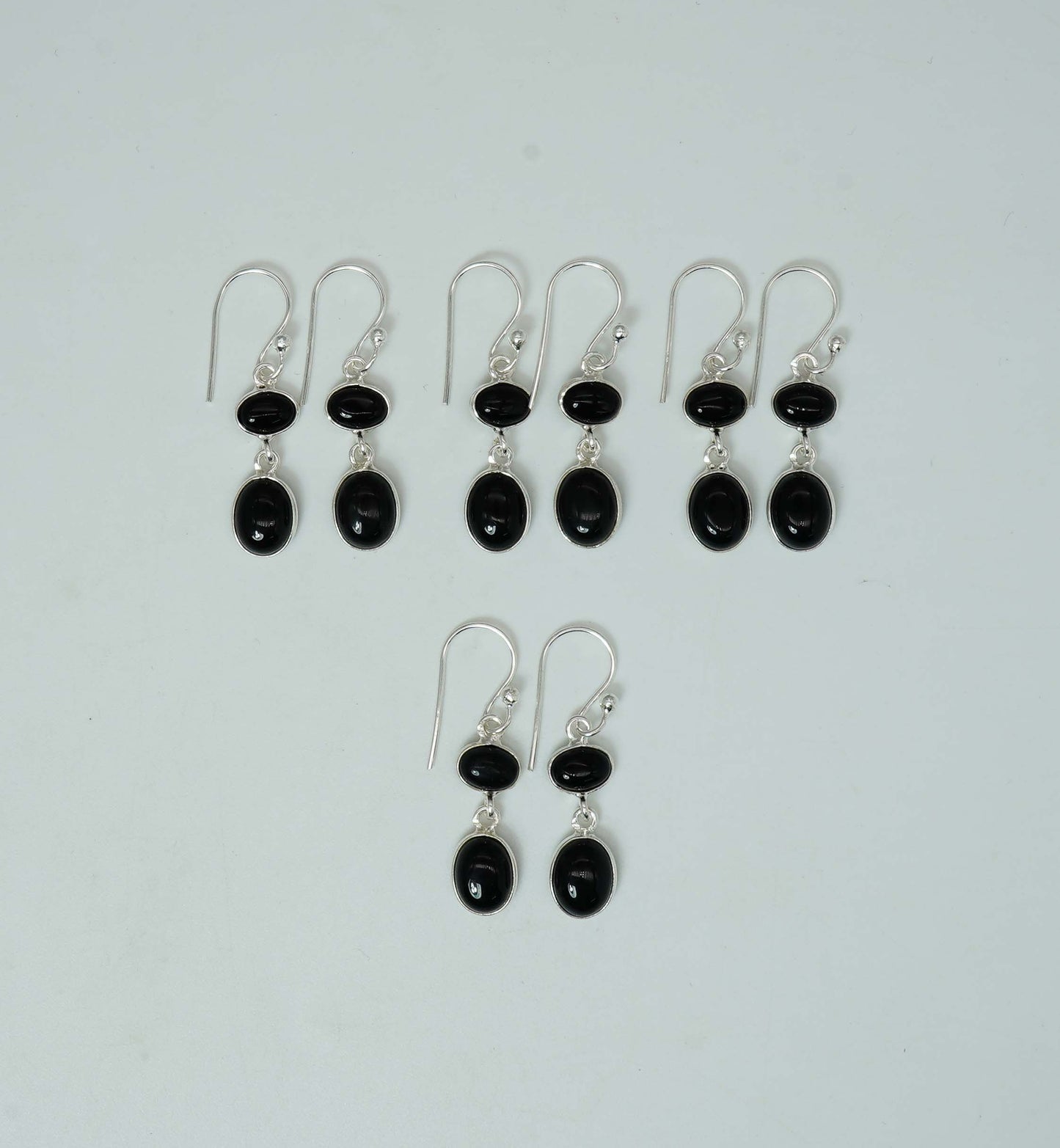 Wholesale 925 4PR Solid Sterling Silver Black Onyx Hook Earring Lot