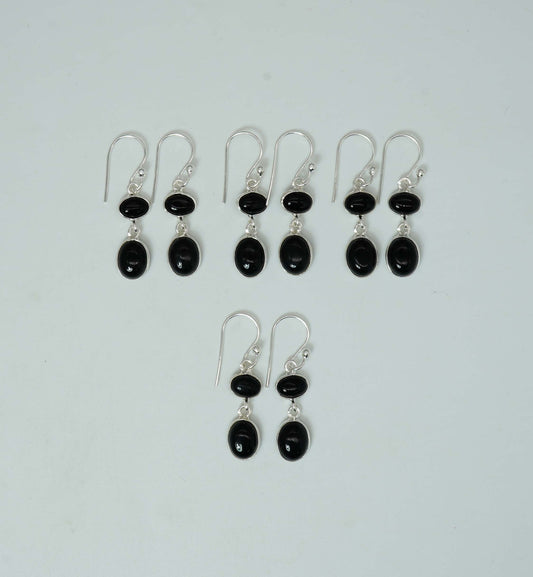 Wholesale 925 4PR Solid Sterling Silver Black Onyx Hook Earring Lot