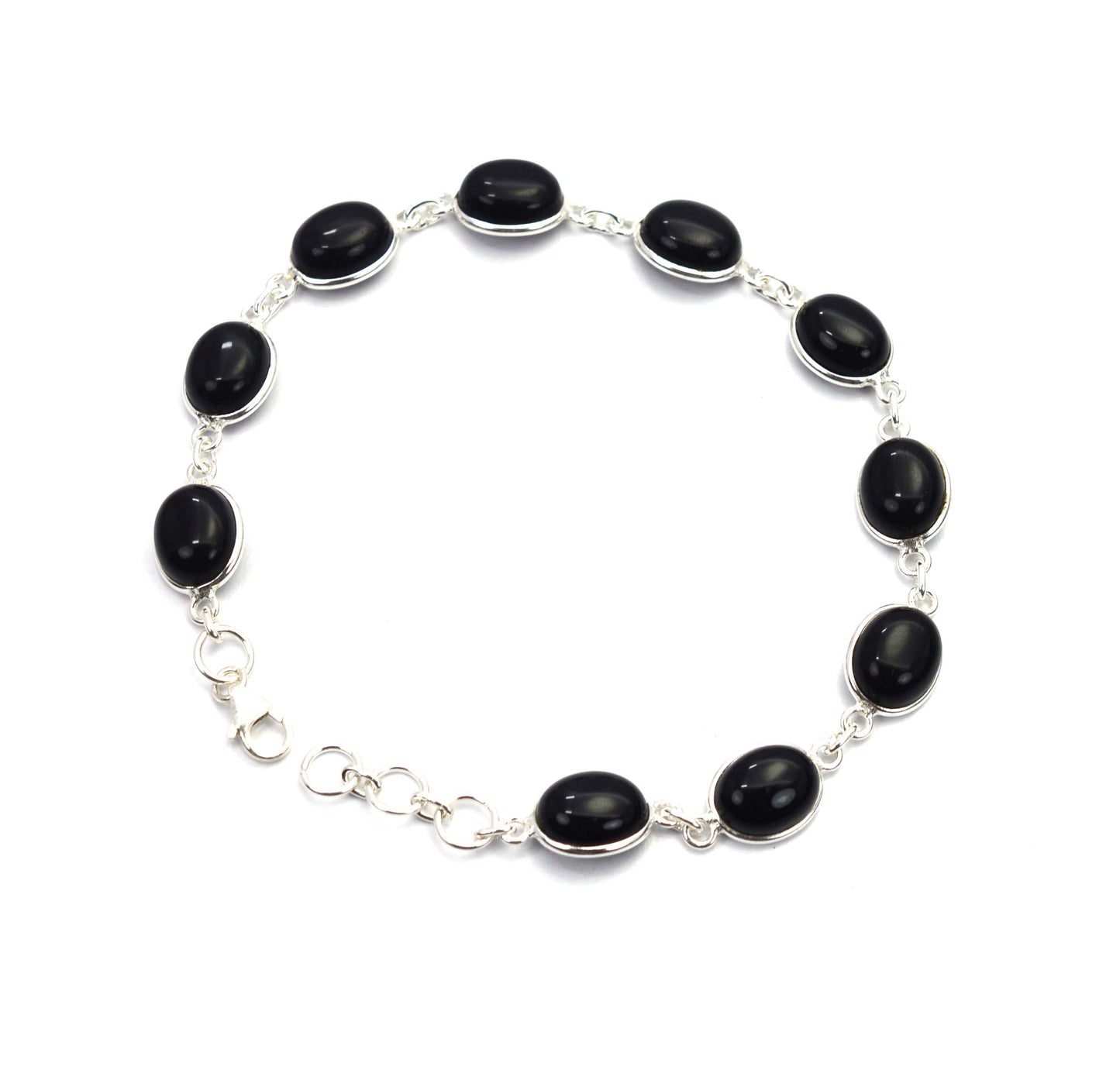 925 SOLID STERLING SILVER BLACK ONYX HANDMADE BRACELET -7.8 INCH