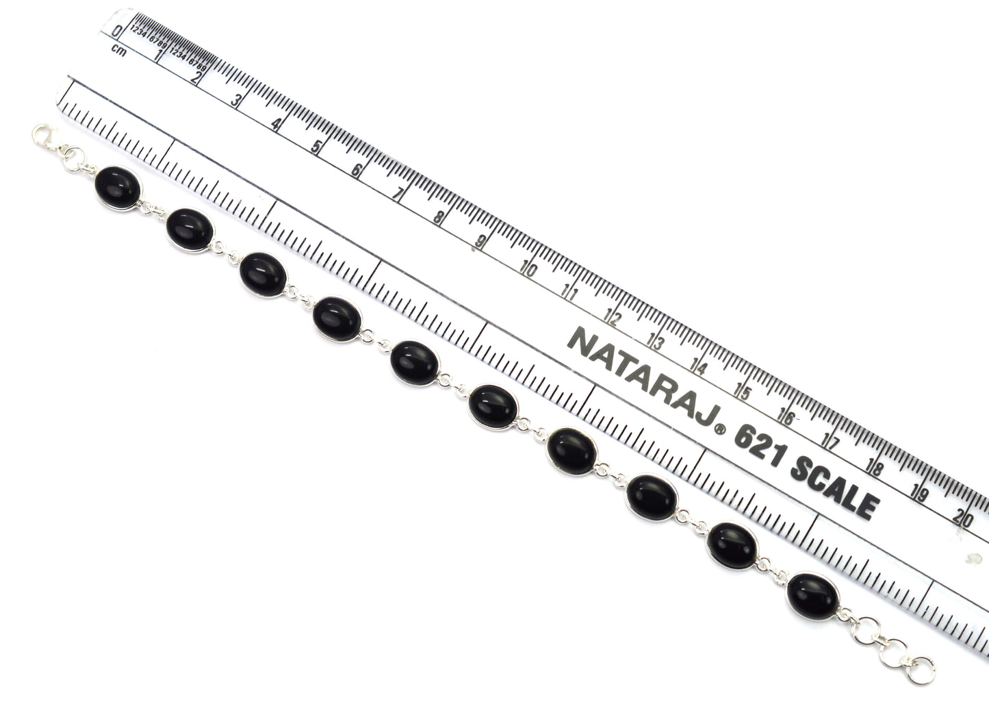 925 SOLID STERLING SILVER BLACK ONYX HANDMADE BRACELET -7.8 INCH