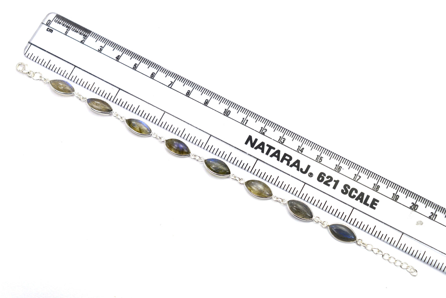 925 SOLID STERLING SILVER LABRADORITE HANDMADE BRACELET - 8.6 INCH