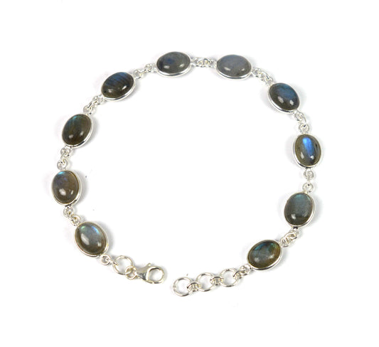 925 SOLID STERLING SILVER LABRADORITE HANDMADE BRACELET - 8 INCH