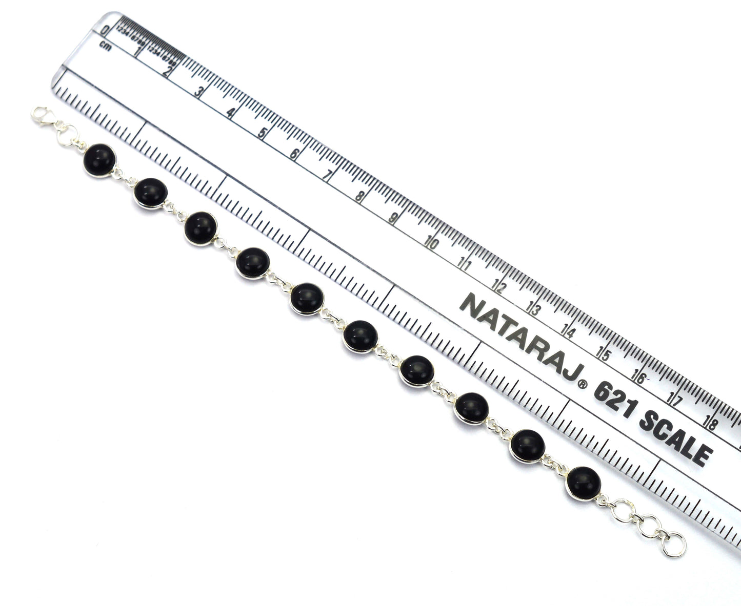 925 SOLID STERLING SILVER BLACK ONYX HANDMADE BRACELET -7.6 INCH