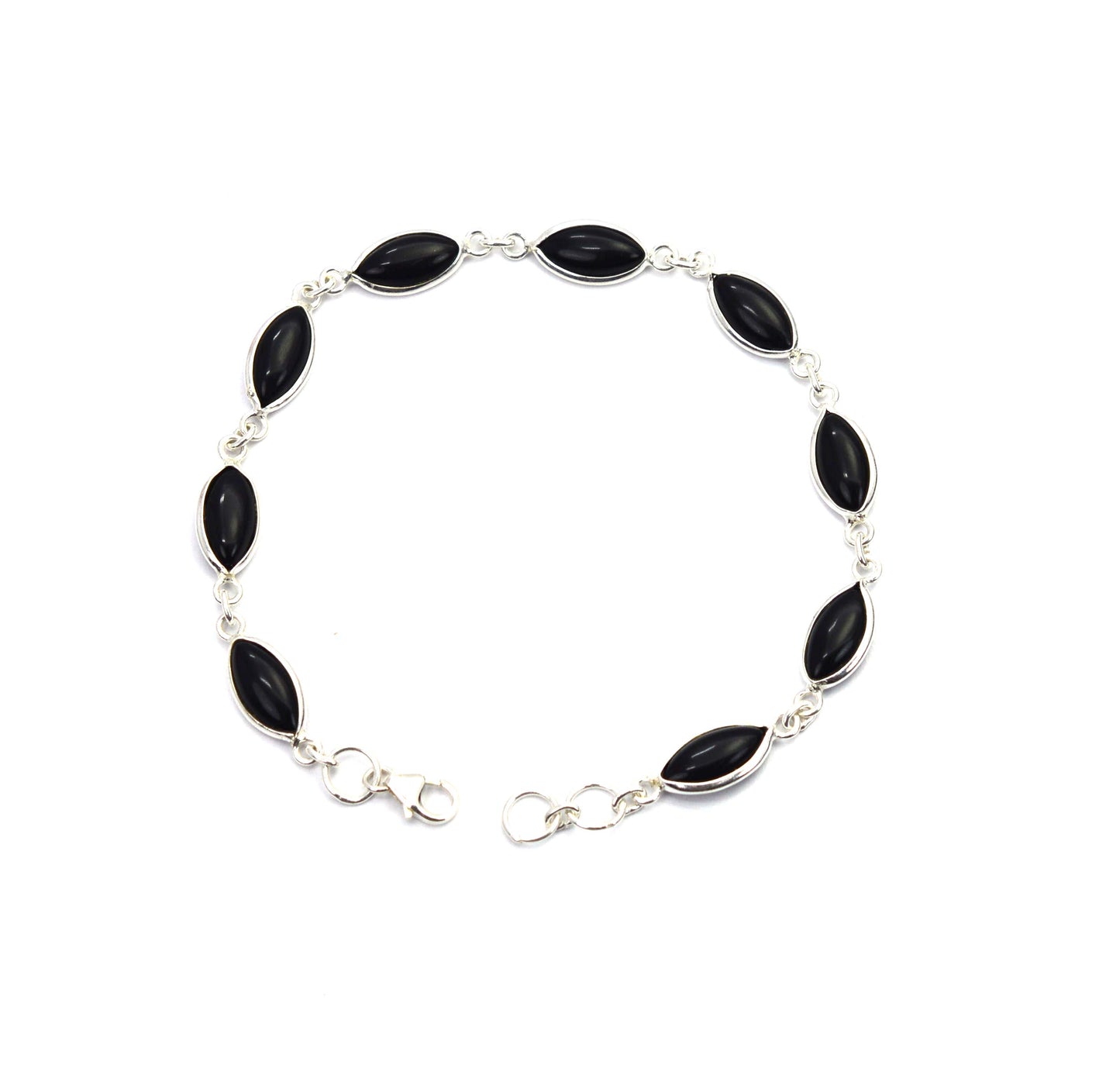 925  SOLID STERLING SILVER BLACK ONYX HANDMADE BRACELET -8.3 INCH