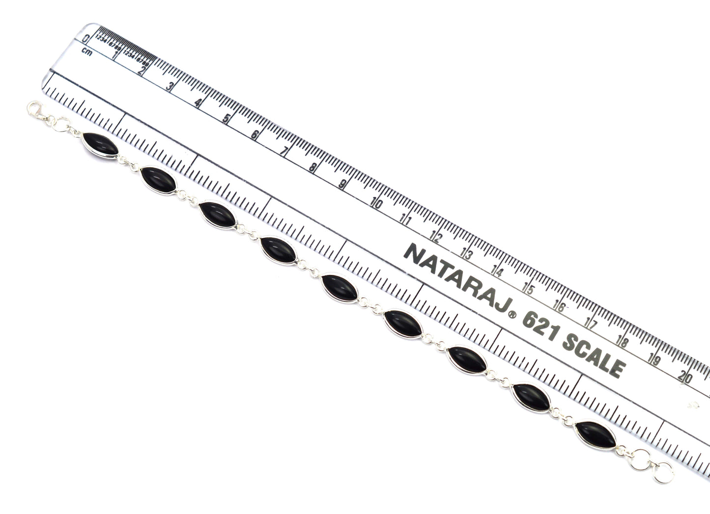 925  SOLID STERLING SILVER BLACK ONYX HANDMADE BRACELET -8.3 INCH